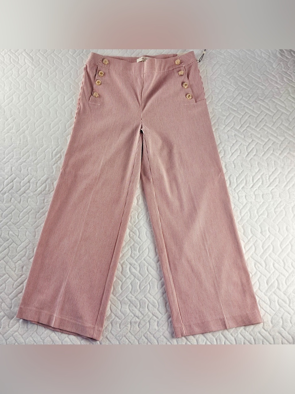 NWT Haver & Blair wide legged striped pants Women’s Size M with sailor buttons